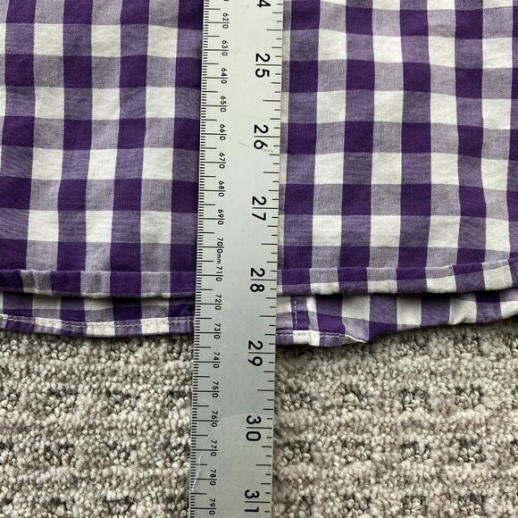 J. Crew Button Down Shirt Men Small S Purple White Checkered Polo Preppy Casual - Picture 8 of 8